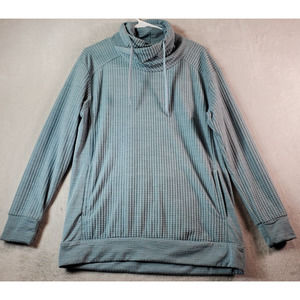 Columbia Sweater Womens Small Green Creston Long Sleeve Mock‎ Neck Pockets EUC